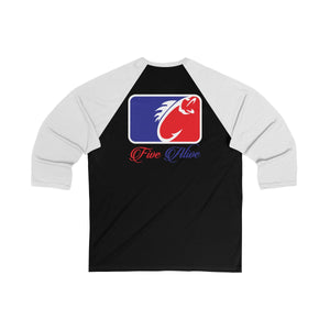 Five Alive Fishing League Unisex 3/4 Sleeve Baseball Tee