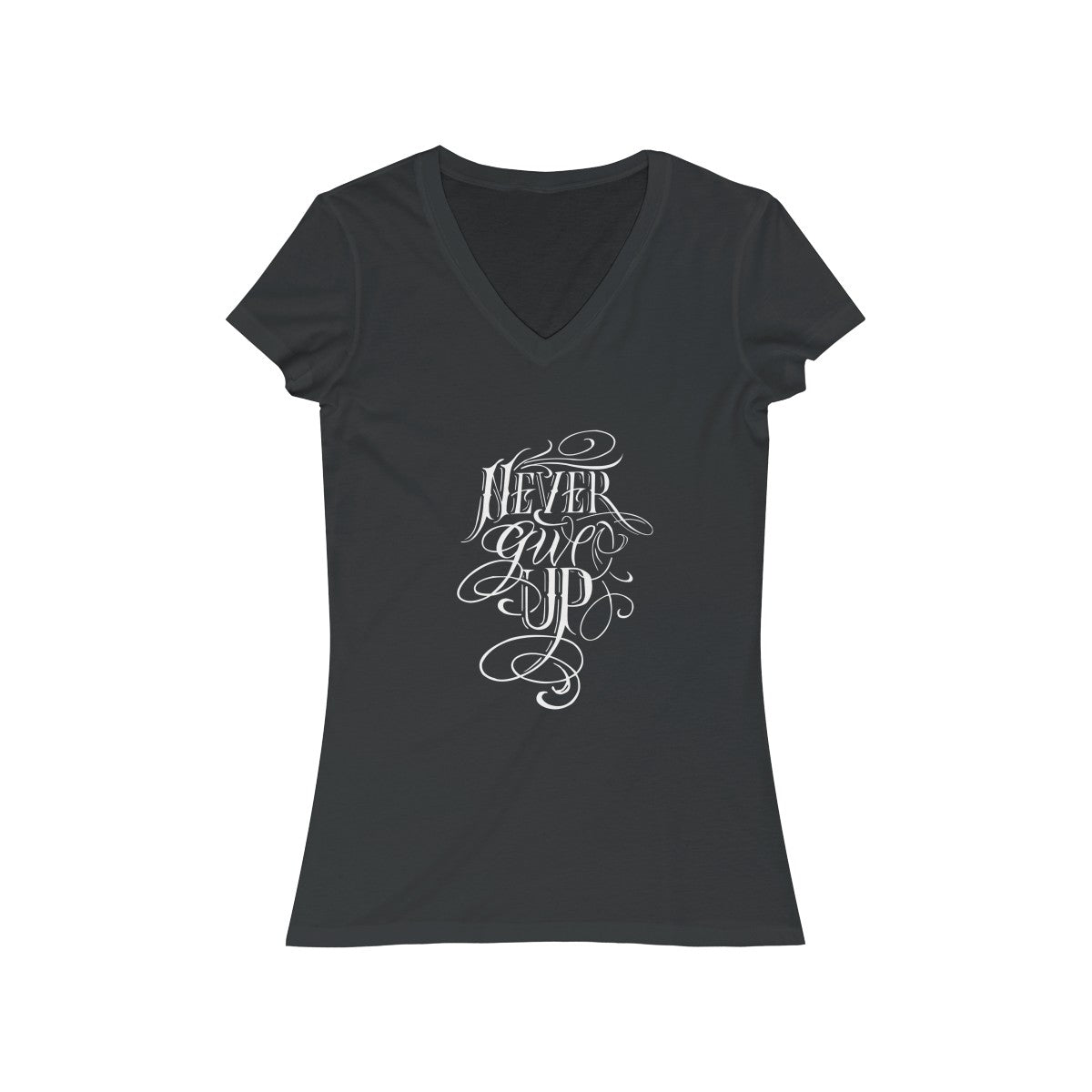 Never Give Up Short Sleeve V-Neck Tee