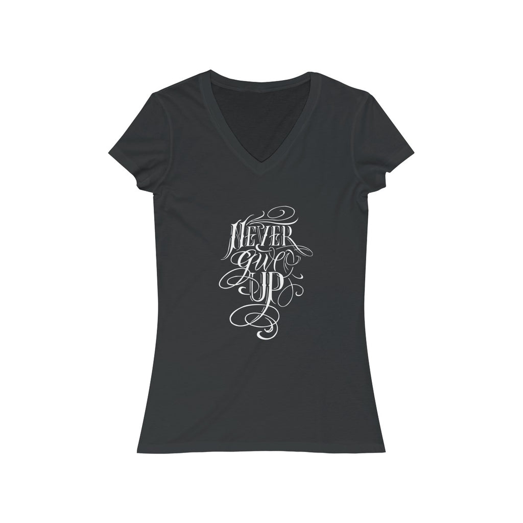 Never Give Up Short Sleeve V-Neck Tee